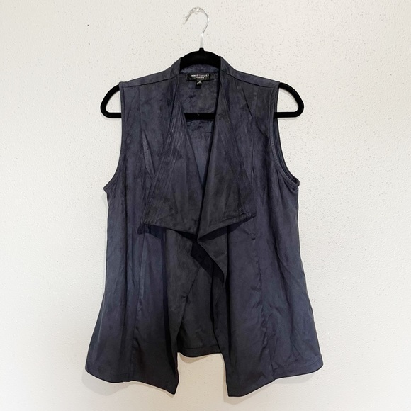 Romeo & Juliet Suede Vest Navy Blue Size Medium - Picture 1 of 7